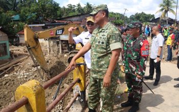 Wakil Panglima TNI, Jenderal TNI Tandyo Budi, didampingi Bupati Tapsel, Gus Irawan Pasaribu, beserta rombongan, saat meninjau lokasi terdampak bencana alam banjir bandang dan tanah longsor