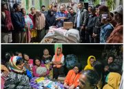 Pembina YHHP sekaligus mantan Bupati Tapsel dua periode, Syahrul M Pasaribu, saat menyalurkan bantuan di ujung Desa Siuhom, Kecamatan Angkola Barat