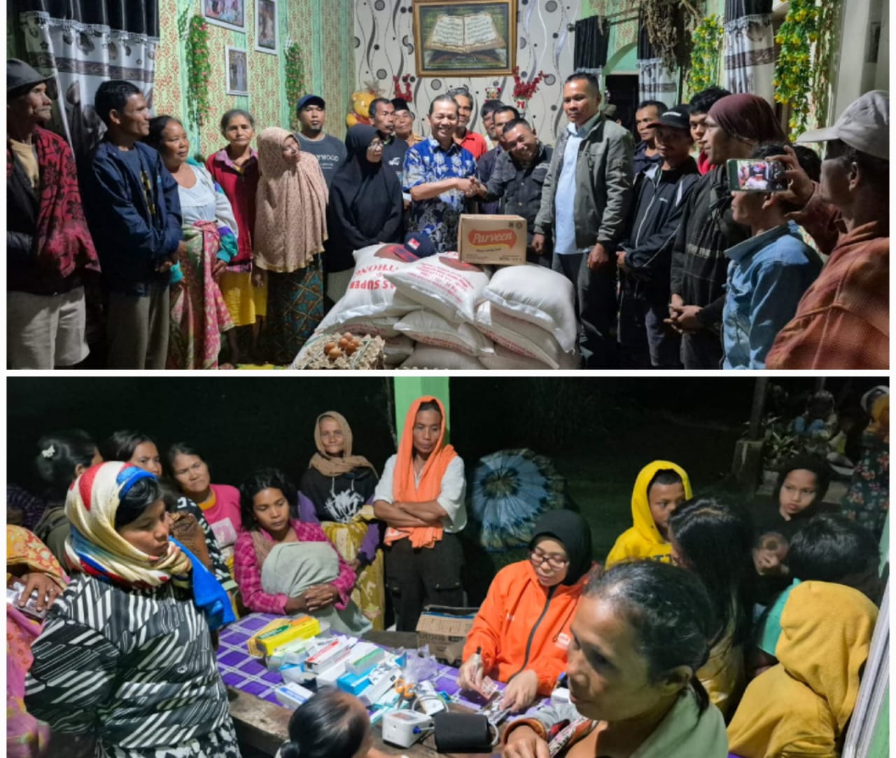 Pembina YHHP sekaligus mantan Bupati Tapsel dua periode, Syahrul M Pasaribu, saat menyalurkan bantuan di ujung Desa Siuhom, Kecamatan Angkola Barat
