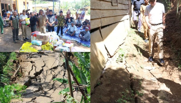 Bupati Tinjau Pengungsi Tanah Retak di Desa Tandihat Tapsel 