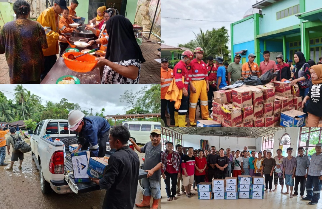 PTAR, pengelola Tambang Emas Martabe mendistribusikan berbagai bantuan mulai dari, makanan siap saji, sembako, air mineral, pakaian layak pakai, selimut, kebutuhan sanitasi, dan lainnya, untuk mendukung kenyamanan para pengungsi yang menjadi korban bencana alam banjir bandang dan longsor di Kecamatan Batang Toru