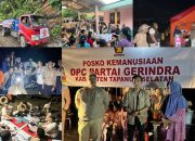 Ketua DPC Partai Gerindra Tapsel, Abdul Basith Dalimunthe, bersama Tim Relawan dan dipandu Ketua Komisi A DPRD Tapsel yang juga dari Fraksi Gerindra, Irmansyah Siregar, saat melakukan misi kemanusiaan yang heroik dengan menyalurkan bantuan, mendirikan Posko kemanusiaan, dan menyediakan pelayanan kesehatan bagi masyarakat terdampak bencana banjir dan longsor di Pasir Bidang dan Kelurahan Rianiate, Kecamatan Angkola Sangkunur
