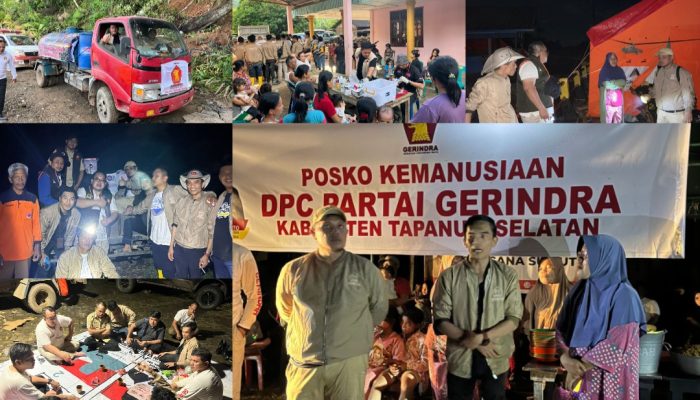 Bawa Sembako dan Dirikan Dapur Umum, Perjuangan Gerindra Tapsel Rela Berjalan 5 Km Demi Tembus Akses Terputus di Angkola Sangkunur