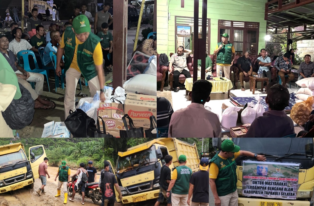 Ketua Baznas Tapsel, Jon Sujani Pasaribu, terlihat hadir dan turun langsung menyalurkan bantuan terhadap para korban terdampak bencana alam di wilayah itu