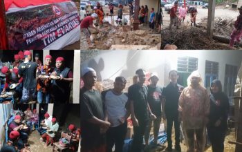 Ketua MPC Pemuda Pancasila Tapsel, Rocky AP Gultom, bersama para relawan dari Ormas itu saat berada di posko penanganan bencana yang mereka dirikan guna menunjang berbagai aktivitas mulai dari, evakuasi korban, pembersihan pemukiman penduduk serta fasilitas umum dari material sisa banjir dan longsor, menyediakan makanan siap saji di dapur umum, maupun menyalurkan donasi atau bantuan ke warga terdampak di daerah-daerah terisolir