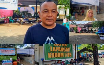 Camat Batang Toru, Mara Tinggi Siregar, dan Ketua PKK Kelurahan Aek Pining sekaligus Penanggung Jawab Dapur Umum setempat, Ny Puji Hendra Sakti, saat menjelaskan situasi terkini pasca-bencana serta penanganan ke masyarakat terdampak banjir dan longsor